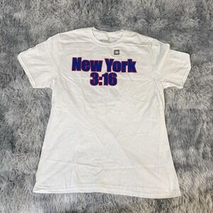 New York Shirt Mens Large White WWE 3:16 Skull Smoke Tee T-Shirt , Authentic
